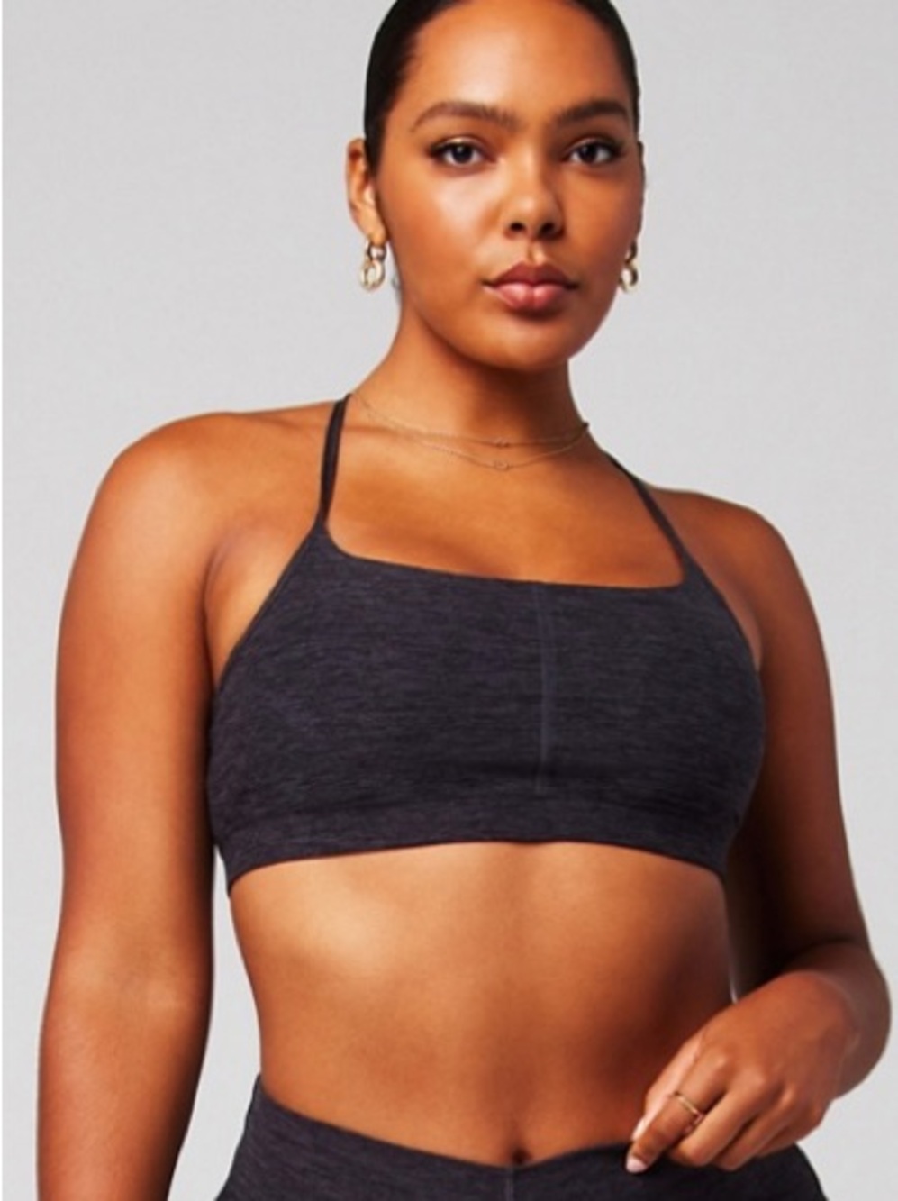 Fabletics HeatherFlex Low Impact Strappy sport Bra Women's XL dark grey workout